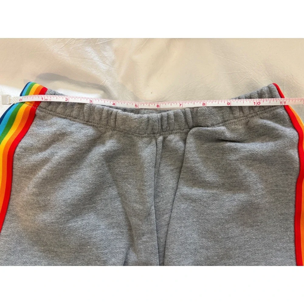 Spiritual Gangster Womens Gray Rainbow Stripe French Terry Shorts XS Raw Hem - Picture 6 of 7